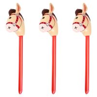 3 PCS Inflatable Horse Heads Cowgirl Stick PVC Balloon Outdoor Educational Toys for Children Babies Birthday Gifts