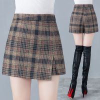 【CW】 woolen women 2020 autumn new high waist Korean version of the hip A line irregular winter