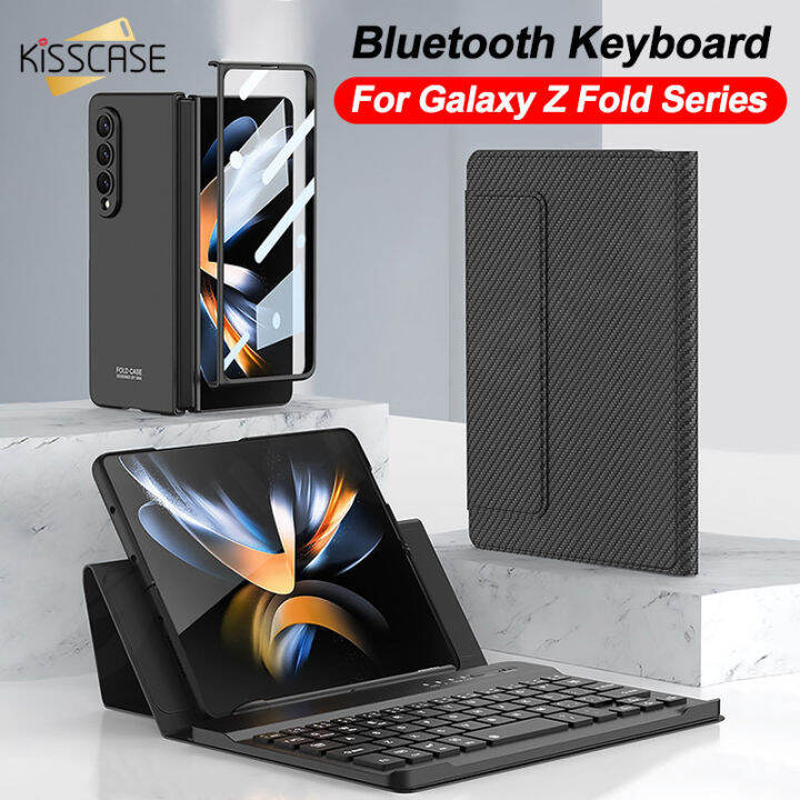 KISSCASE Bluetooth Wireless Keyboard for Samsung Galaxy Z Fold 4 3 2 Fold Leather Hard
