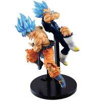 ผมสีฟ้าตุ๊กตาขยับแขนขาได้ดราก้อนบอลภาพอนิเมะ17ซม. Goku Vegeta IV ซูเปอร์ไซยาต่อสู้ท่าของเล่นตกแต่งเดสก์ท็อป