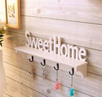 ชั้นวางของติดผนัง ชั้นวางของแบบแขวนผนัง ลาย SweetHome สีขาว พร้อมส่ง