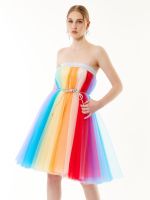 สินค้าใหม่ iCONiC SUPER RAINBOW DRESS SKIRT #7493 ชุดเดรส ผ้าตาข่ายหรู สีรุ้ง ขอบยางยืด ใส่เป็นกระโปรงได้ เดรสแฟชั่น เดรสออกงาน เดรสสั้น กระโปรงบาน