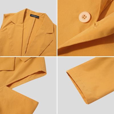 XMAN Men Club Wear Off Shoulder Long Sleeves Solid Color Casual Suit Coat