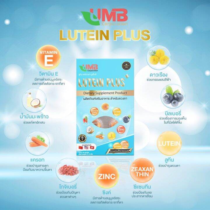 ส่งฟรี-อาหารเสริมบำรุงสายตา-umb-lutien-plus-ลูทีน-พลัส-วิตามินบำรุงสายตา-เจลลาตินจากปลา-บรรจุ30แคปซูล-1กล่อง