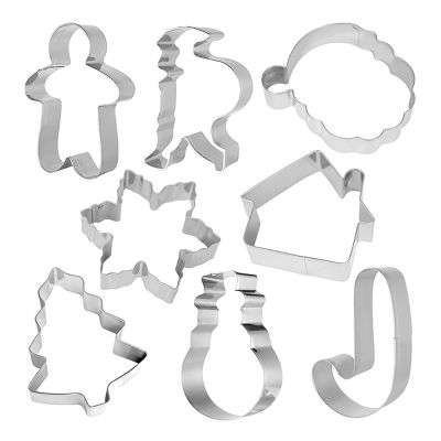 8Pcs Halloween Party Cookie Cutter Set Stainless Steel Plaque Frame Pastry Biscuit Cookie Kit for Chocolate Candy Cake