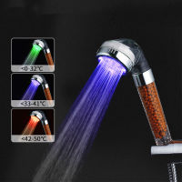 1PC Bathroom 3 Color Changing LED Shower Head Temperature Sensor Handheld Mineral Anion Spa High Pressure Filter Shower Head