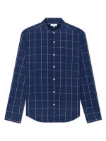 AIIZ (เอ ทู แซด) - เสื้อเชิ้ตผู้ชายแขนยาว คอจีน ผ้าป๊อปลิน Men’s Windowpane Check Poplin Shirts