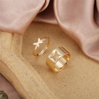 Modyle New Gold Butterfly Moon Star Heart Rings Punk Lover Couple Open Rings Set Friendship Engagement Wedding Rings for Women