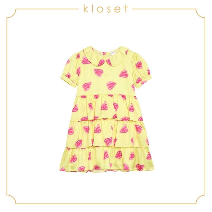 kloset-ss19-kd001-ruffle-printed-dress-ชุดเดรสเด็ก-ชุดเด็ก-เสื้อผ้าเด็ก