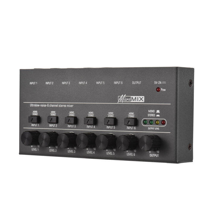 Ultra Low Noise 6 Channel Line Stereo Mixer 6 Input 1 Output Mono And