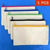 5 pcs/lot Canvas Pencil Bag Blank Stationery Storage Bag Graffiti DIY Zip Big Pen Bag 21*12cm Pencil Cases Boxes