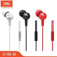 100% C100SI JBL ของแท้หูฟังแบบอินเอียร์สเตอริโอเบสแบบมีสาย3.5Mm สำหรับโทรศัพท์มือถือ IOS หูฟังพร้อมไมโครโฟนหูฟัง C100SIU