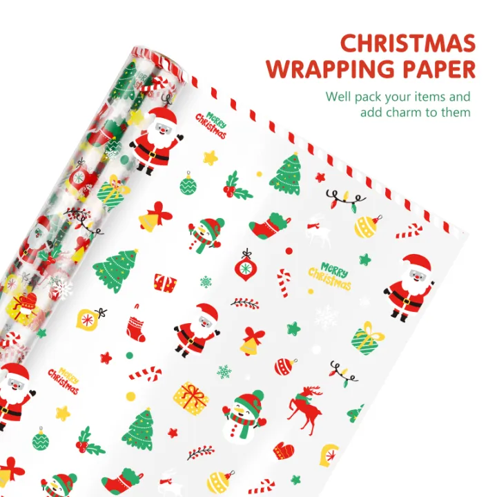 1 Roll Cellophane Wrap Christmas Santa Claus Snowman Gift Wrapping