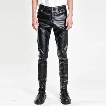 Mens black sales pleather pants