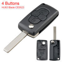 4ปุ่มพับเปลี่ยนกุญแจรีโมทเคส Fob Shell พร้อม Uncut Car Flip Key