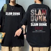 Anime Slam Dunk Kaede Rukawa Sakuragi Hanamichi Double Sided Print Tshirt Men Harajuku Cotton T-Shirts Man Oversized Tees
