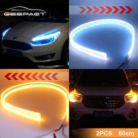 Geepact แถบไฟ LED รถยนต์,แถบไฟหน้ารถไฟท้ายรถยนต์2ชิ้นไฟเลี้ยวแสงด้านหลังไหลแถบสีคู่ DRL ไฟหน้า LED พื้นผิวแถบไฟหลอดไฟกันน้ำหลอดไฟท้ายรถสำหรับ12V รุ่นสากล