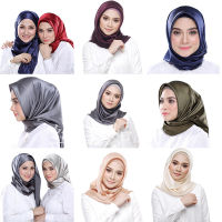 25Colors Hijab Women Silk Square Scarf 90*90cm Satin Scarves Solid Wraps Autumn Winter Luxury Satin Scars Muslim Head Scarf203