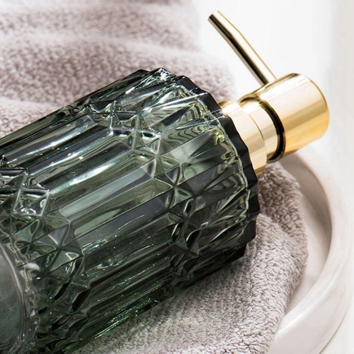 2-pcs-400ml-soap-dispenser-chic-glass-refill-empty-bottle-black-amp-green