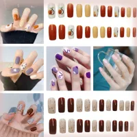 R151-R200 24 Pcs Full Cover Fake Nails With Liquid Glue