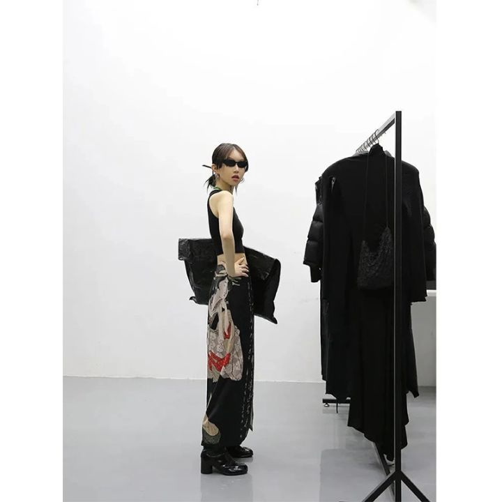 กระโปรง-skir-คาร์โก้สั้น2023-fashion-mexzt-กระโปรงยาวพิมพ์ลายสีดำสำหรับผู้หญิงกระโปรงยาวลายสก๊อตแบบกอธิคทรงเอวสูงแบบตรง