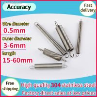 ❡ Wire 0.5x3-6mm diameter 304 Stainless Steel Tension spring S Hook Round hook Coil Pullback Extension Tension metal Spring wire