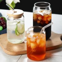 【CW】▩✆  400/550ml Glass Cup With Lid Transparent Juice Beer Coke Can Mocha Cups Mug Drinkware