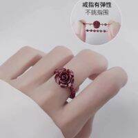 แหวนกุหลาบ Veranda Rose,โกเมนสีดำ Spinelite ทรายสีทอง,แหวนยืดหยุ่นออกแบบดั้งเดิม I0G6