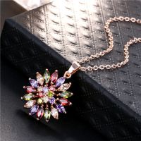 [COD] wish and supply pendant necklace female rose gold inlaid zircon colored diamond exaggerated drop clavicle chain