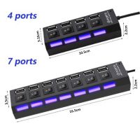 □☞▣ RYRA USB 2.0 Hub USB Hub 2.0 Multi USB Splitter Hub Use Power Adapter 4/7 Port Multiple Expander 2.0 USB Hub with Switch for PC