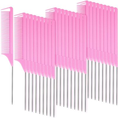 30 Pieces Parting Comb for Braids Hair Rat Tail Comb Steel Pin Rat Tail Carbon Fiber Heat Resistant Teasing Combs