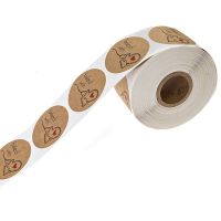 1 Inch Round Natural Kraft Baked With Love Stickers 500 Labels Per-K0