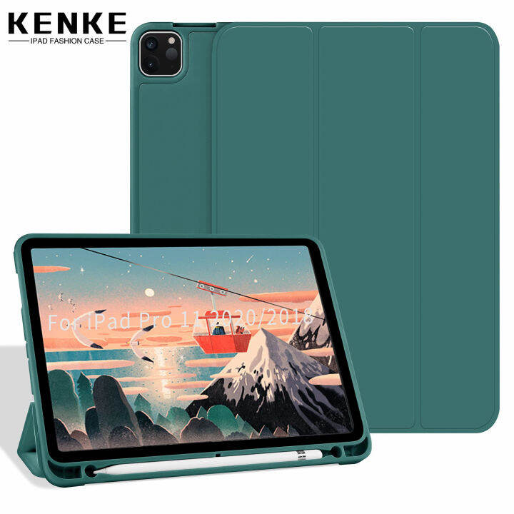 kenke-เคสไอแพด-ipad-กรณีที่มีช่องเสียบดินสอสำหรับ-ipad-2022-m2-pro-11-นิ้ว-2020-ipad-2021-pro-11-case-อัลตร้าที่มีน้ำหนักเบาพับยืนกันกระแทกกรณีที่มีผู้ถือดินสอ-soft-tpu-กลับปกสมาร์ทสำหรับ-ipad-pro-11-