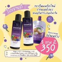 ขวดใหม่ 200 ml. ชุดแชมพู 2 ขวด พร้อมครีมนวดซอง ส่งฟรี ผมนุ่มสวย แก้ผมร่วง ผมบาง รังแค  หนังศรีษะมัน