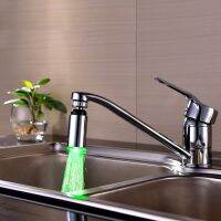 360 Degress Rotatable Led Kitchen Sink 3 Color Change Temperature Change Shower Led Faucet Taps Head Water Light Stream Spout