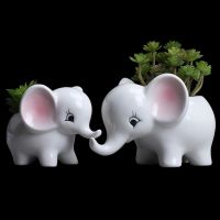 DIY Ceramic Glazed Elephant Flower Pot Free Combination White Flowerpot Planter Succulents Plant Desktop Garden Pots for Flowers