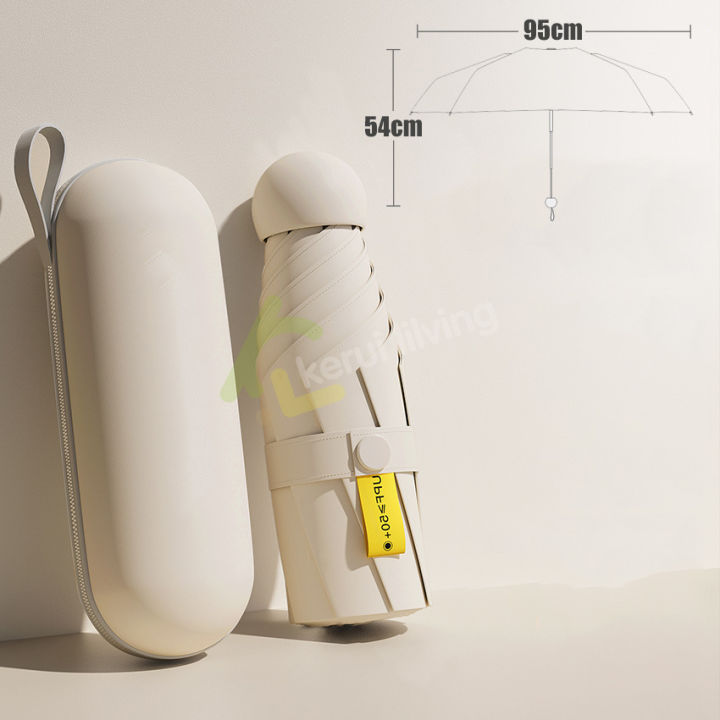 ร่มกันฝน-ร่มกันแดด-กันยูวี-พับได้-พร้อมกล่องเก็บ-ร่มมินิ-mini-umbrella-ร่มมีกล่อง-ร่มกันuv-สีพื้น-ร่มแฟชั่น-ทนทาน-ขนาดเล็ก-พกพาสะดวก