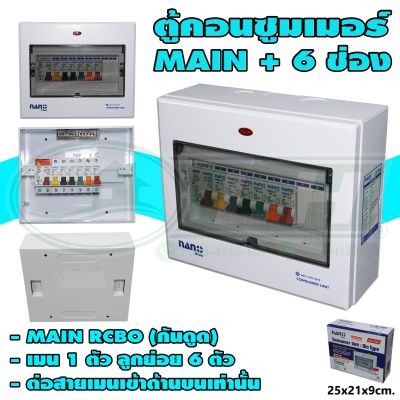 ตู้คอนซูมเมอร์ 6 ช่อง + MAIN RCBO (กันดูด) (M-08) * ยกลัง 10 ชุด *