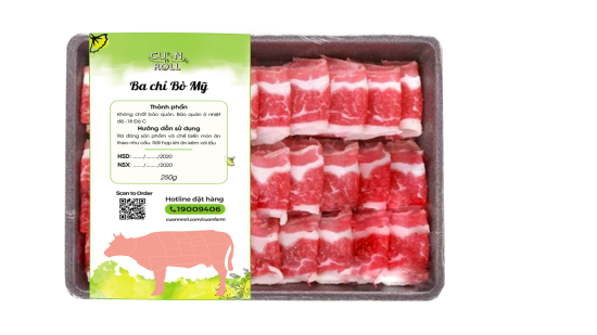 Ba chỉ bò mỹ cuốn n roll, khay 500g - ảnh sản phẩm 1