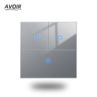 Avoir Push Button Switch With Led Light Glass Panel Gray 2 Way Momentary Reset Switch FR Eu French Usb Wall Socket Outlets 220V