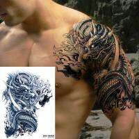 Dragon Wolf Totem Tattoo Stickers Waterproof Men Adult Personality Fake Tattoo Flower Arm Chest Shoulder Temporary Tattoo Large Stickers