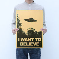 【H026】 New Style I WANT TO BELIEVE Retro Kraft Paper Poster Wall Decoration Painting