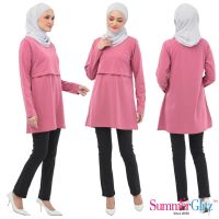 SummerGlitz Maternity &amp; Nursing Extra Long PLUS SIze Cotton Long Sleeve T-Shirt Baju Mengandung Menyusu Labuh Selak