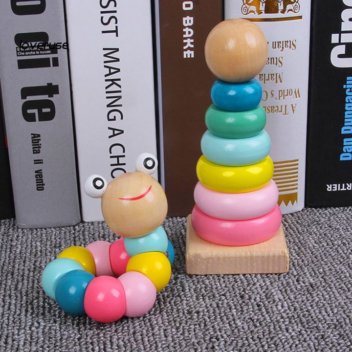 wj-wooden-macaroon-color-puzzles-stacking-tower-caterpillar-baby-developmental-toy