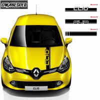 Car Bonnet Hood Stickers For-Renault Clio Racing Sport Stripes Auto Lid Engine Cover Decor Vinyl Decals Exterior Accessories