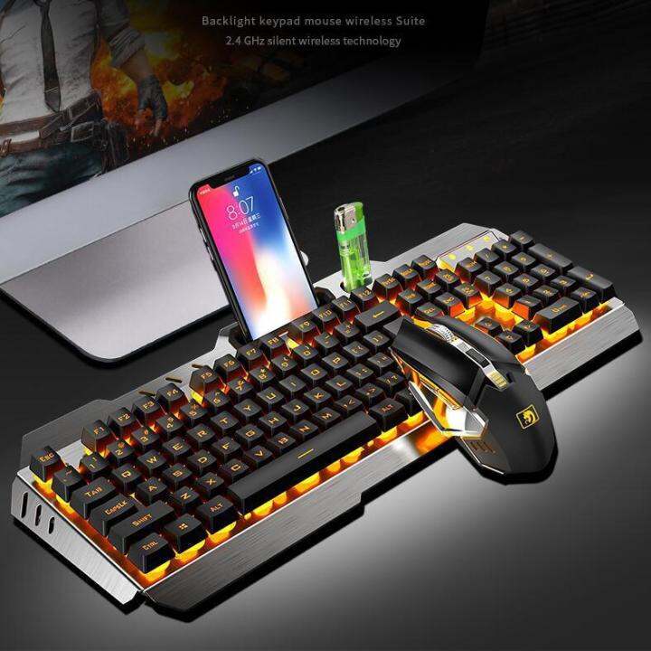 Rechargeable Wireless Mechanical Keyboard And Mouse Game Set Combo