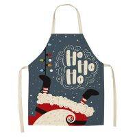 New Cartoon Christmas Print Sleeveless Apron Home Antifouling Kitchen Cooking Sleeveless New Year Holiday Party Gift Apron Aprons