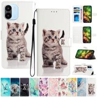 Cute Cat Phone Case For OPPO A17 A36 A54 A57 A74 A76 A77 A93 A94 A96 Find X5 Pro Reno8 Lite 5G Reno 8 Pro 7Z Stand Wallet Cover