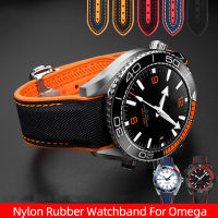 kuiwer สายนาฬิกาผ้าไนล่อนและยาง20มม. 22มม. สำหรับ Omega SEAMASTER PLANET OCEAN สำหรับผู้ชายสายนาฬิกาข้อมือแบบตะขออุปกรณ์เสริมนาฬิกาซิลิโคน