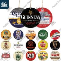 Putuo Decor Beer Wine Rum Round Wooden Sign Whiskey Wood Plaque Decorative Plate for Restaurant Kitchen Bar Club Wall Decoration